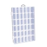 Clear Jewelry Box - Plastic Bead Storage Container, Earrings Storage Organizer with Adjustable Dividers, 36 Grids, 10.75 x 1.7 x 7 Inches