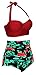 Fancyskin Women's Vintage Polka Dot Halter High Waisted Swimsuits Bikinis 4XL Black(floral)