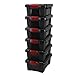 IRIS SK-130E Heavy Duty Tote with Red Latches, 12-Quart, Black, Pack of 6