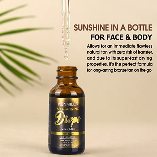 KENMILER Face Self Tanner Tanning Drops, Natural Sunless Fake Tan