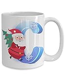 Monogram coffee mug christmas quotcquot santa tree