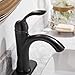 Homevacious Bathroom Sink Faucet Single Handle Oil Rubbed Bronze Bath Stream Lavatory Vanity One Hole Lever Basin Mixer Tap Deck Mount Low-Arc Long Spout Commercial Supply Hose Lead-Free