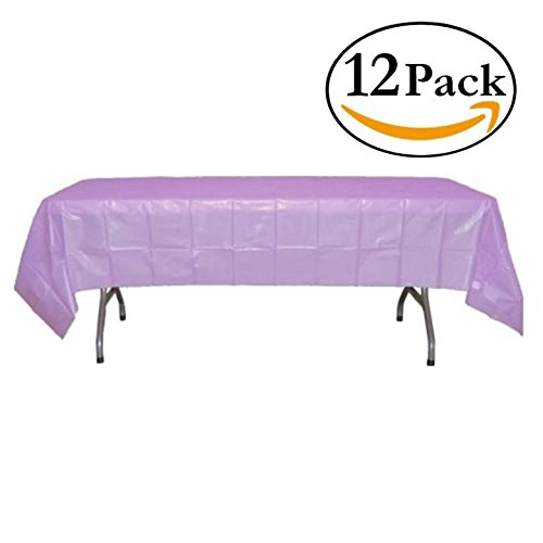 Exquisite 12-Pack Premium Plastic Tablecloth 54in. x 108in. Rectangle Table Cover - Lavender