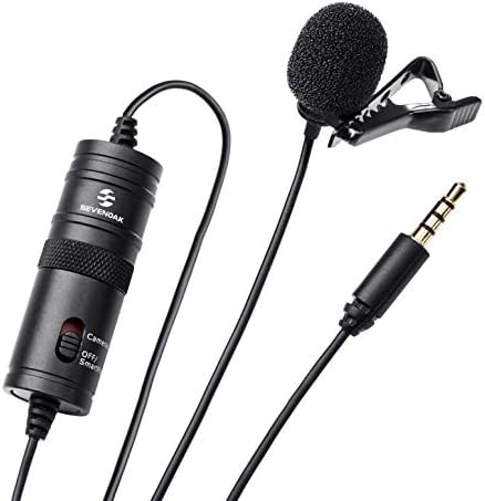 Sevenoak by-M1 3.5mm Lavalier Condenser Microphone with AriMic Windscreen Windshield for iPhone 7 Plus Smartphones, DSLR, Recorder,Camcorders