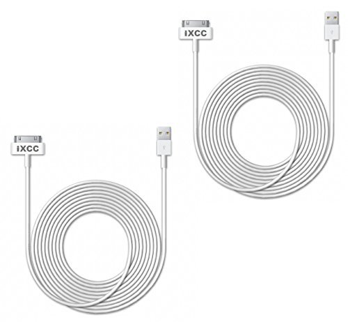iXCC 2pc 10ft EXTRA LONG 30 Pin to USB SYNC and Charge Cable Cord for Apple iPhone 4/4s, iPod 1-6 Gen, iPod 1-4 Gen, iPad 1-3 Gen