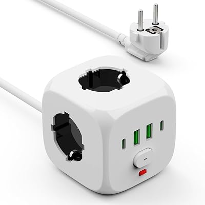 Ciabatta Elettrica Multipresa con USB,Multipresa Cubo a 3 Prese Schuko
