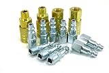Green Power High Flow Industrial Type Air Tool and Compressor 14 Piece Coupler and Plug Kit, 1/4" Body, 1/4" NPT. D-14