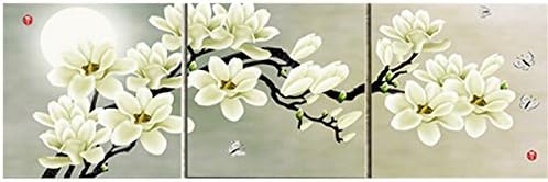 3Pcs White Orchid Combination Painting On Canvas Frameless Drawing Home Background Wall Decor (Random: Size)