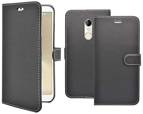 Compatible With Alcatel 3V Plain Pu Leather Book Flip Case Cover In Black