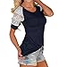 Lisingtool Women's Lace Short Sleeve T-Shirt Tee Blouse Casual Tops (L, Deep Blue)