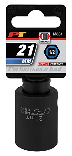 Performance Tool M831 1/2" Dr 21mm 6pt Impact Socket