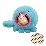 Cute Octopus Design Warm Plush Winter Hamster Mice House Cage Hanging Bed Hammock with Extra Bed Mat