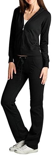 2 Piece Regular & PLUS SIZE Womens Hoodie French Terry Track Suit Set Casual (XL, regular size Black S1018)
