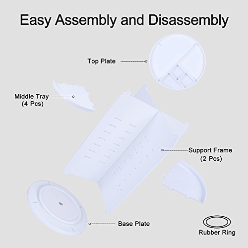 EMOCCI 360 Rotating Makeup Organizer Adjustable Spinning Cosmetic Storage Box Case Large Capacity Make Up Holder Vanity Shelf Fits Counter top Bathroom Kitchen(white) - Thumbnail 7