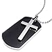 KONOV Army Style Dog Tag Cross Pendant Mens Necklace, Color Black Silver, 27 inch Chain