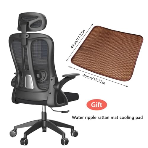 Gyhhxlh Ergonomic High-Back Mesh Office Chair: Adjustable Lumbar/Headrest/Armrests, 360° Swivel, Height & Rocker Adjustment, Latex Seat Cushion, Load Capacity: up to 265lbs/120kg, Black
