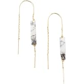 Scout Curated Wears - Rectangle Stone Thread Earring - Howlite/Black/Gold