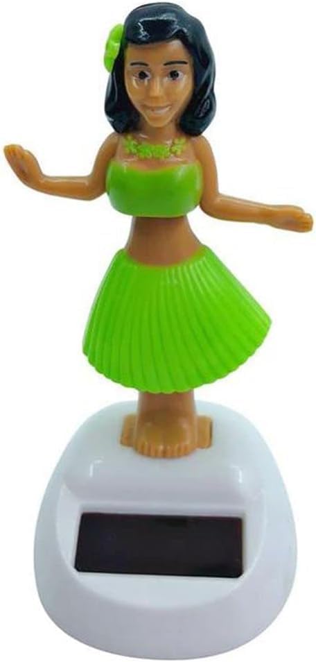 Green Solar Powered Dancing Hula Girl Dashboard Decorations Swinging Bobbleheads Toy Collection Figurines for Auto Interior Home Decor Science Kits and Toys Statues, Bobbleheads and Busts