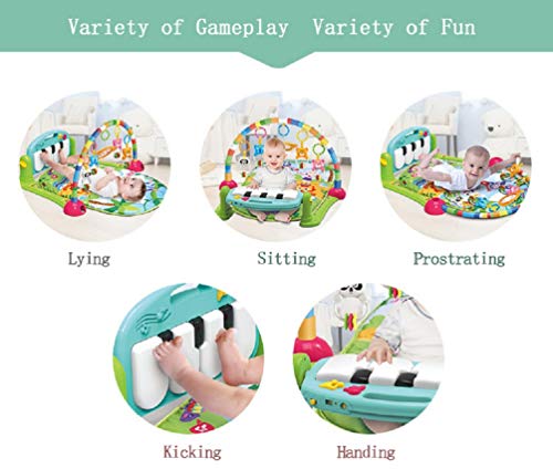 WYSWYG Baby Gym Jungle Musical Play Mats for Floor, Kick and Play Piano Gym Activity Center with Music, Lights, and Sounds Toys for Infants and Toddlers Aged 0 to 6 12Months Old (Green)