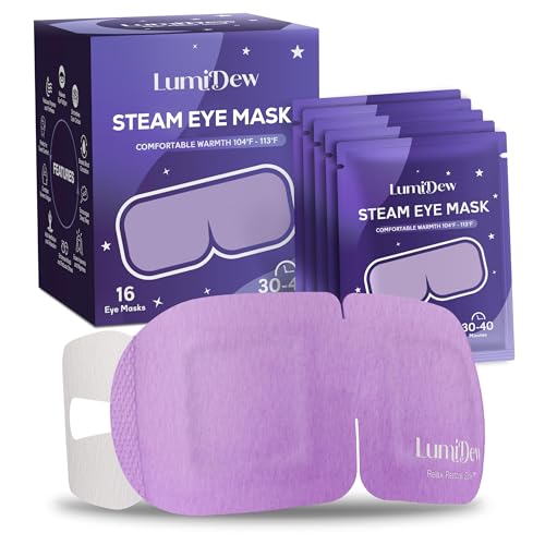LumiDew Steam Eye Mask, Self Heating Heated Eye Mask for Sleep, Warm Compress for Eyes, Moist Heat for Dry Eye Relief, Stye Eye Treatment, Spa, Travel Essentials & Relaxation Gifts, Unscented 16 Pack