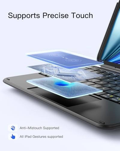 Inateck Ultralight Keyboard Case with Touchpad for iPad A16 11th Gen 2025/10th 2022 (11/10.9 inch), Detachable Keyboard for iPad Air 11" M4 2026/M3/M2, Air 5/4, Pro 11" 4/3/2/1, UK Layout, Black
