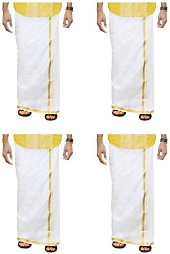 Men's Silk Dhoti Mundu/Veshti/Lungi (37) White