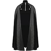 AGCOAH Men Adult Medieval Black Cloak Victorian Steampunk with Jacquard