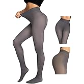 CHICME Womens Thick Fleece Lined Transparent Tights High Waist Elasticity Thermal Pantyhose Faux Sheer Warm Leggings