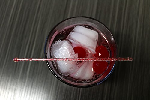 Royer Round Top Stir Sticks, Swizzle Sticks, Drink Stirrers for Valentine's Day, Weddings, Bridal Showers - Crystal With Red Glitter, 6 Inch, Set of 48, Made In USA