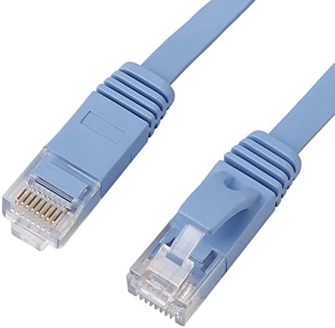 Cat6 Ethernet Patch Cable, Flat Cat6 Network Cable Gigabit Ethernet Patch Cord RJ45 Network Twisted Pair Lan Cable (3.3Feet/1M, Blue)