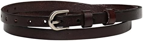 True Heart Style Women's Genuine Leather Skinny Dress Belt S/M Brown