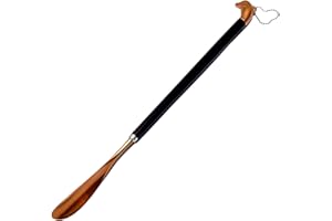 KANGHUANG 60cm/23.6” High quality Upscale Extended long Handle Shoehorn for Seniors Pregnant Women & All People to Use shoehorn（Bronze）