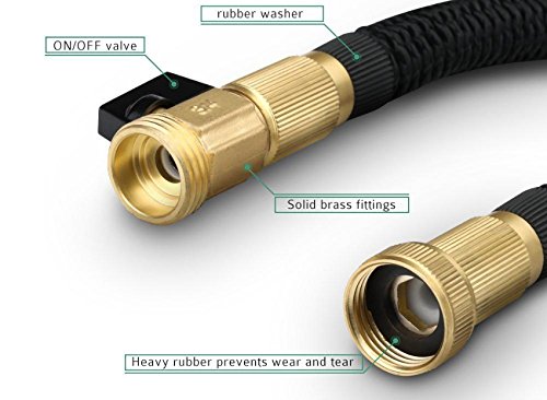 iZEEKER [2018 New] Three Times Expandable 50 Feet Magic Hose,Washing Car Hose,Strongest Expandable Garden Hose,Solid Brass Ends, Double Latex Core, Extra Strength Fabric (Black) - Thumbnail 4