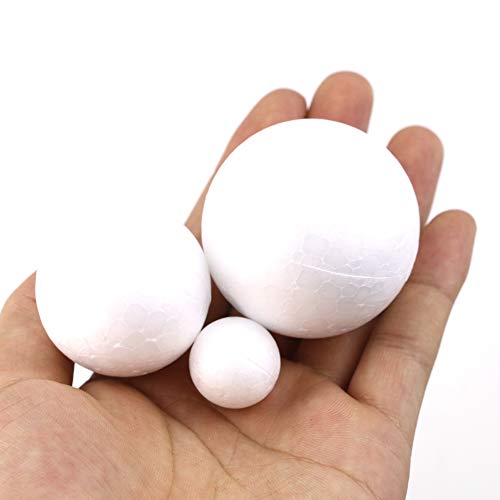 PRALB 100PCS Smooth and Round Foam Craft Balls, Polystyrene Foam Ball Makes Large DIY Ornaments, White, 5 Different Sizes (2CM, 3CM, 4CM, 5CM, 6CM) - Thumbnail 2