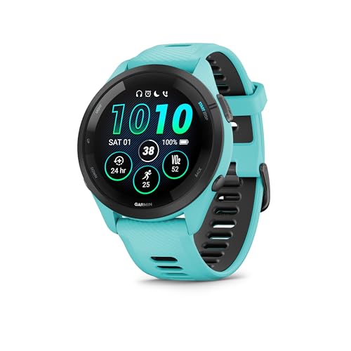 Forerunner 265 Reloj Inteligente para Correr con GPS, Pantalla Táctil AMOLED, Métricas Optimizadas, Planes de Entrenamiento, Pay, Música, Autonomía de 13 Días, Turquesa