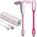 RoryTory 2600mah Pink Hearts Design USB Power Bank with LED Lamp and Fan 3pc Bundle Set