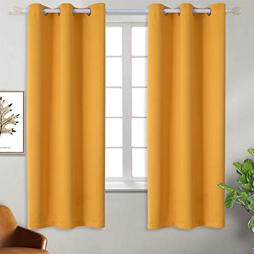 BGment Blackout Curtains for Kids Bedroom - Grommet Thermal Insulated Room Darkening Curtains for Nursery, Set of 2 Panels (42 x 63 Inch, Mustard Yellow)