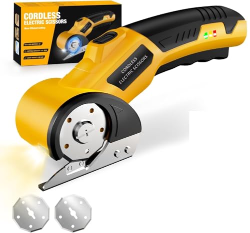 Electric Scissors, Cardboard Cutter, With LED Light, High-Efficiency Brushless Motor, 2000mAh Battery, Tungsten Steel Blade, Suitable for Cloth, Cardboard, Carpet Wire Rope Cutters Orange Image