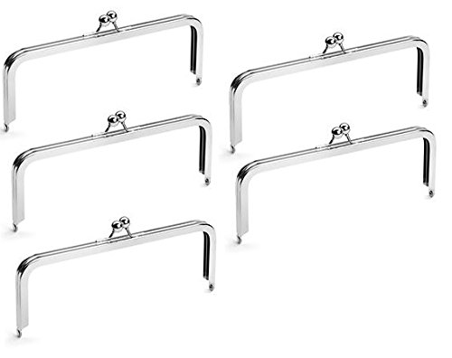Package of 5 rectangular metal purse frames 8" x 3…