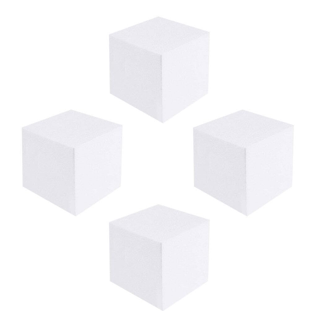 4pcs Craft Foam Blocks Craft Cube Square Block Brick Blocks for Arts and Crafts, Sculptures,Modeling (White 6inch 15 x 15cm)