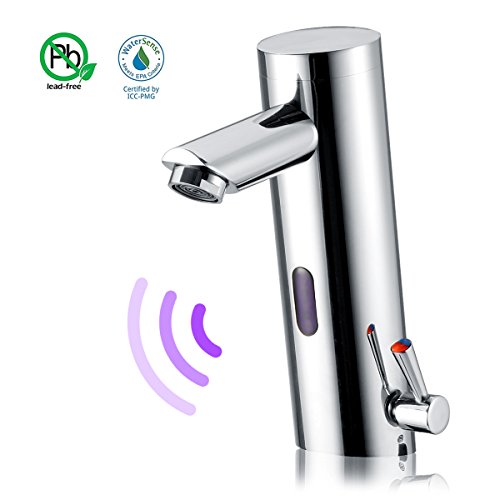 Rxlife Deck Mount Automatic Sensor Touchless Faucet with Temperature Control Hands-Free Handle Chrome Single Hole Straight Spout Bar Faucet Lavatory Plumbing Fixtures Bathtub Hot & Cold Mixer Taps - Thumbnail 7