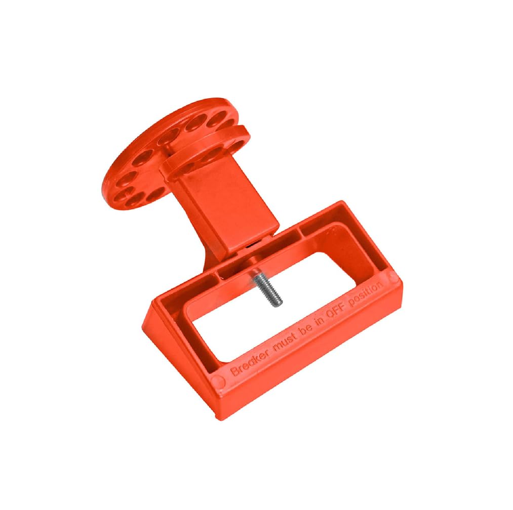 3-Phase Lockout Circuit Breaker - Red Heavy Duty Breaker Lockout Device for Industrial Panels - Universal Clamp-On Design for Electrical Safety & LOTO Compliance