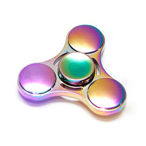 Teclan Cool Rainbow Color Fidget Spinner, Round Tri Fidget Hand Spinner, Ultrafast Bearings Fidget Toys, Stress Reducer Anxiety Relief Toys, Metal, US Seller in USA