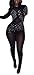 Kafiloe Women's Sexy Mesh See Through Rhinestone Bodycon Clubwear Jumpsuit Romper