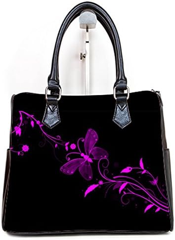 PU Leather Female Women Barrel Type Handbags Top-Handle Bags With Butterfly Pattern