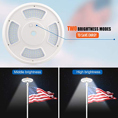 Solar Flag Pole Light 128 LED, 640 Lumens Solar Powered Flagpole Lights for Most 15 to 25Ft Flag Poles 100% Flag Coverage, 2 Modes 2500MAH Downlight Last Up to 10 Hrs, IP67 Waterproof Auto On/Off