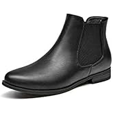 VJH confort Women's Slip on Ankle Boot, Western Almond Round Toe Low Heel Elastic Chelsea Bootie