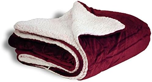 Faux Micro Mink Sherpa Blanket with Reversible Soft Lamb Wool- Couch and Bed TV Throw Blanket Large Size 50" X 60" with Travel Zipper Bag - Soft and Cozy for Men, Women and Kids (Burgundy)	