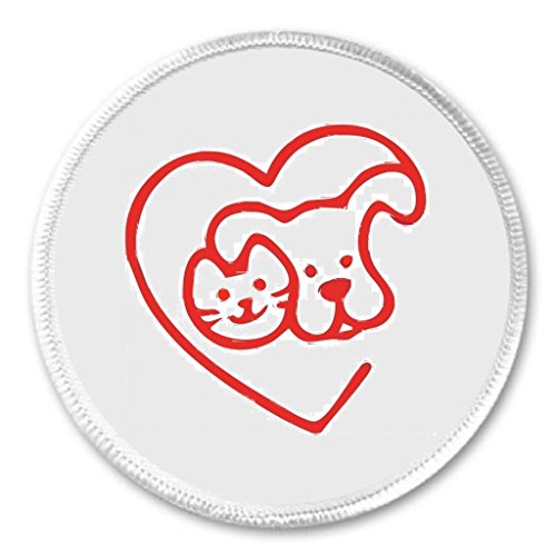 A&T Designs Heart Love Cat Dog 3" Sew On Patch Animal Pet Family Adopt