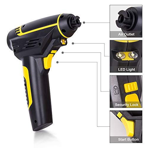 Roleadro Air Compressor, Portable Automatic Cordless Tire Inflator 12V 2200mAh Air Pump with Digital Display and LED Lights for Tire, Ball, Air Cushion and Other Inflatables (150PSI)